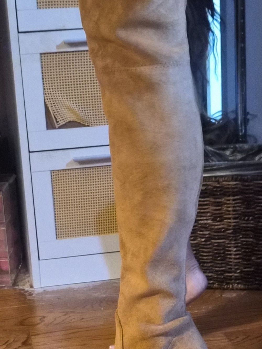 Over-the-Knee Suede Boots in Tan